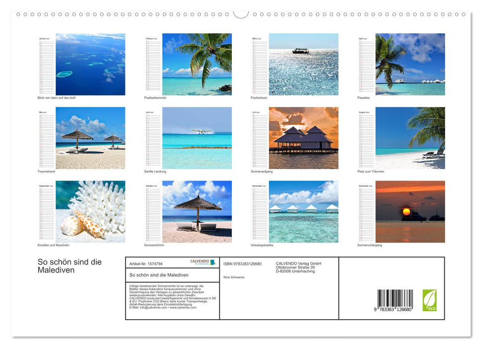 So schön sind die Malediven (CALVENDO Premium Wandkalender 2024)