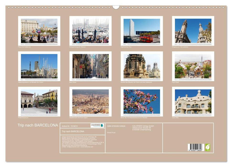 Trip to Barcelona (CALVENDO wall calendar 2024) 