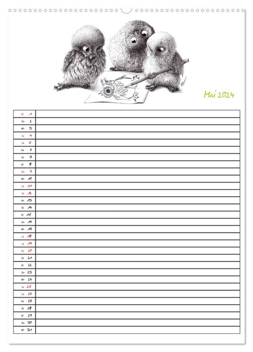 Animalonic Owls (CALVENDO Premium Wall Calendar 2024) 