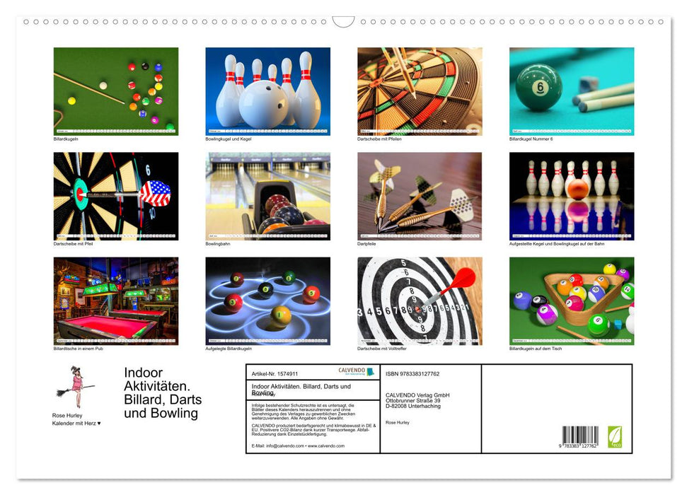 Indoor activities. Billiards, darts and bowling. Impressions (CALVENDO wall calendar 2024) 