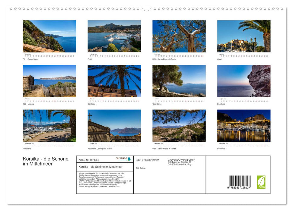 Corsica - The Beautiful in the Mediterranean (CALVENDO Premium Wall Calendar 2024) 