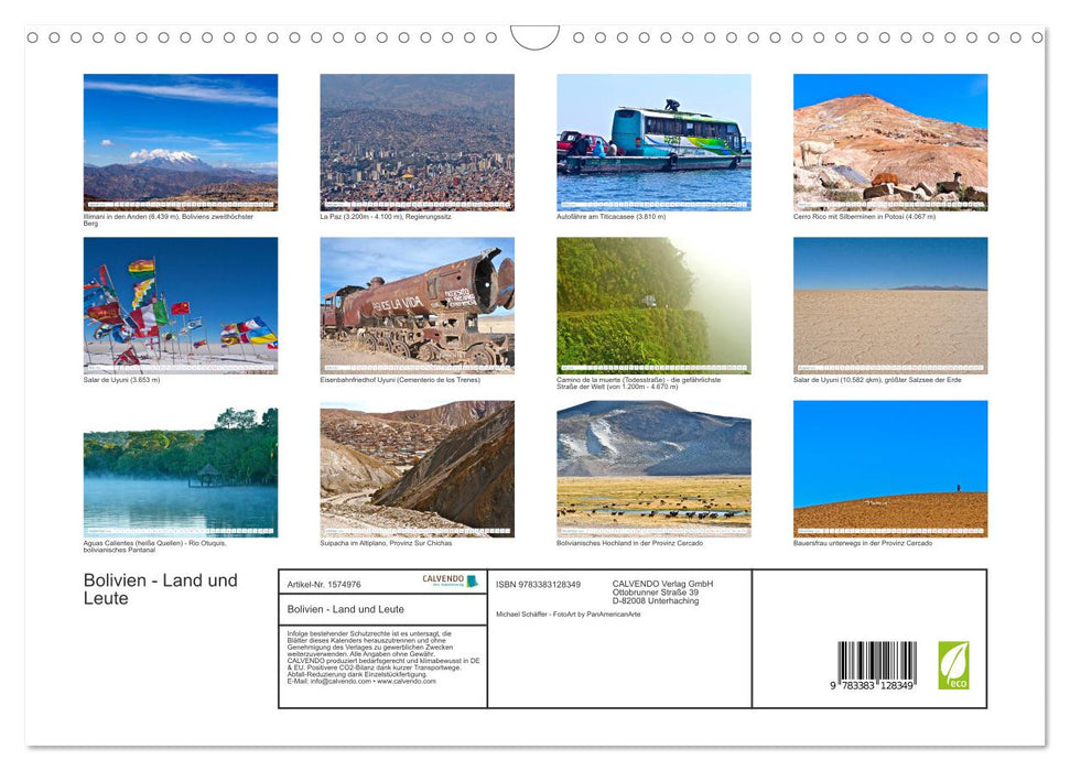 Bolivia - country and people (CALVENDO wall calendar 2024) 