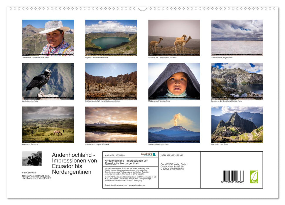 Andean Highlands - Impressions from Ecuador to Northern Argentina (CALVENDO Premium Wall Calendar 2024) 