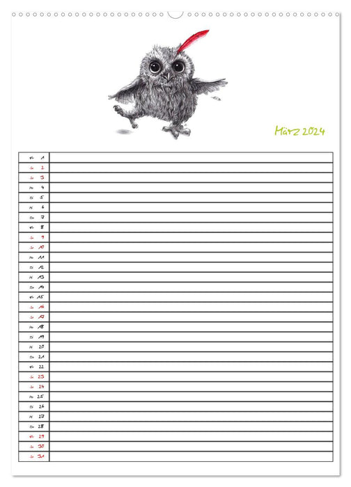 Animalonic Owls (CALVENDO Wall Calendar 2024) 