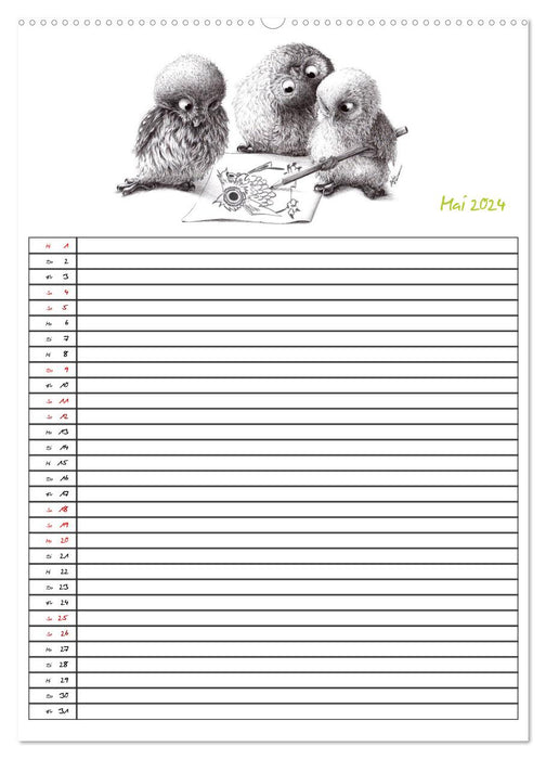 Animalonic Owls (CALVENDO Wall Calendar 2024) 