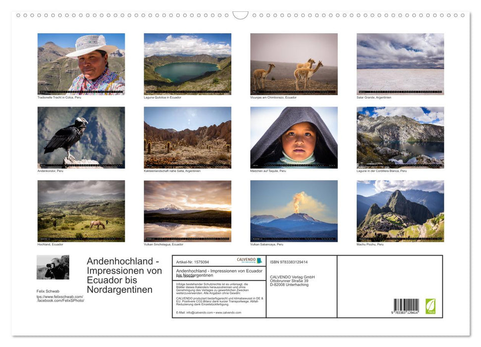 Andenhochland - Impressionen von Ecuador bis Nordargentinien (CALVENDO Wandkalender 2024)