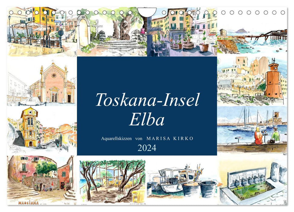 Toskana-Insel Elba - Aquarellskizzen (CALVENDO Wandkalender 2024)