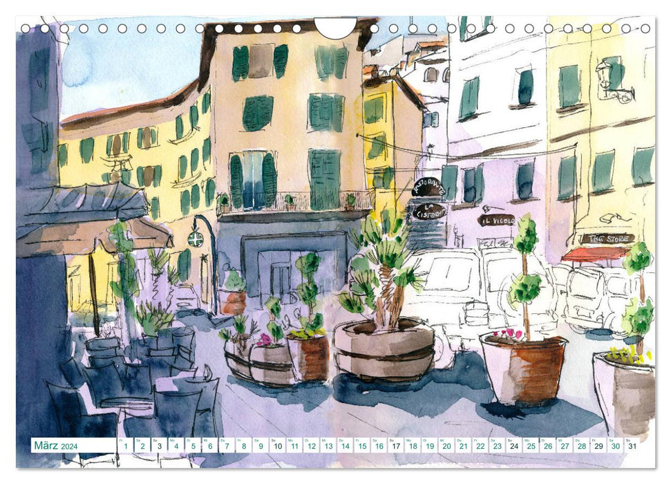 Tuscany Island of Elba - Watercolor Sketches (CALVENDO Wall Calendar 2024) 