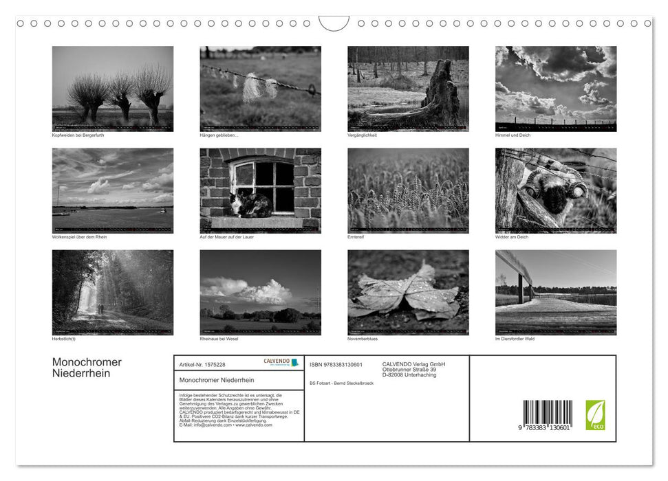 Monochrome Lower Rhine (CALVENDO wall calendar 2024) 