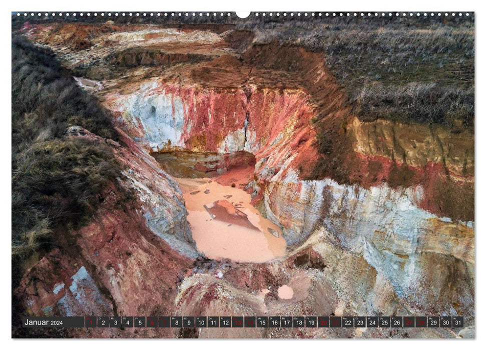 Nature as Art - Clay Pits from Above (CALVENDO Premium Wall Calendar 2024) 