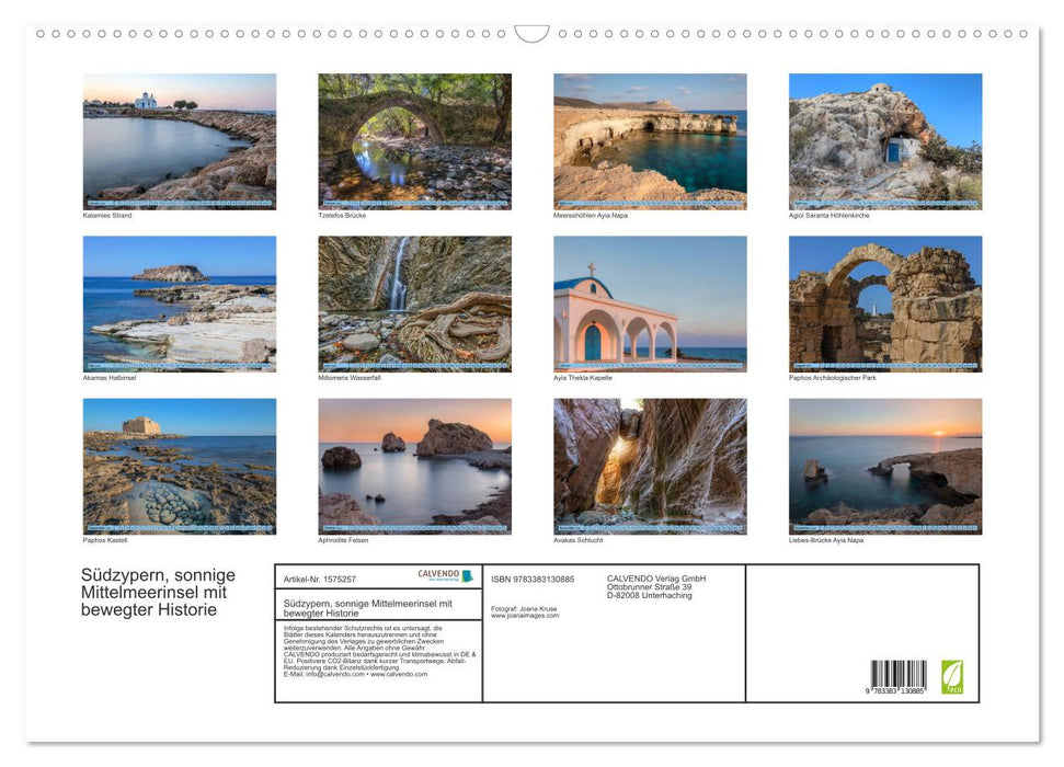 Southern Cyprus, sunny Mediterranean island with an eventful history (CALVENDO wall calendar 2024) 