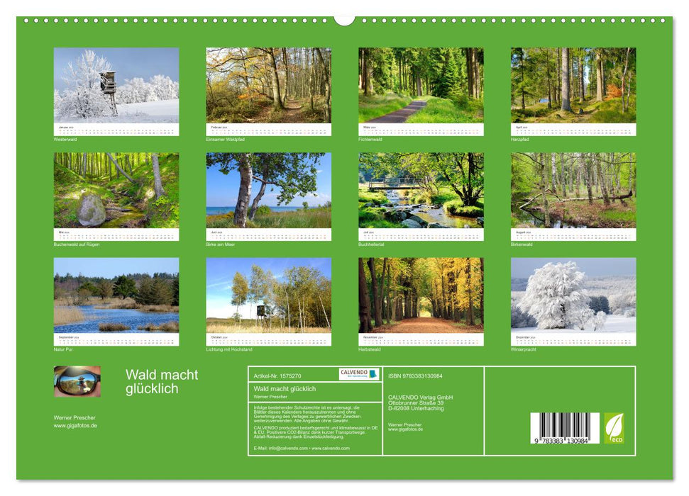 Wald macht glücklich (CALVENDO Premium Wandkalender 2024)