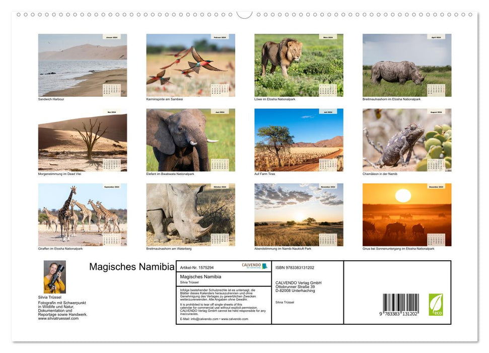 Magical Namibia - animals and landscapes (CALVENDO Premium Wall Calendar 2024) 