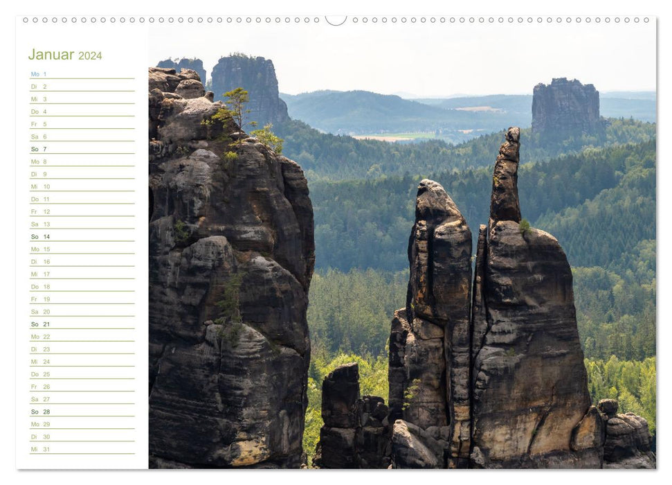 Affensteine ​​Perspectives - Elbe Sandstone (CALVENDO Wall Calendar 2024) 