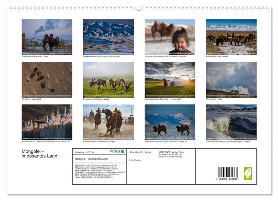 Mongolia - impressive country (CALVENDO Premium Wall Calendar 2024) 