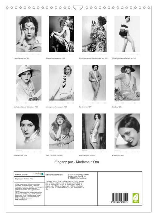 Pure elegance - Madame d'Ora (CALVENDO wall calendar 2024) 