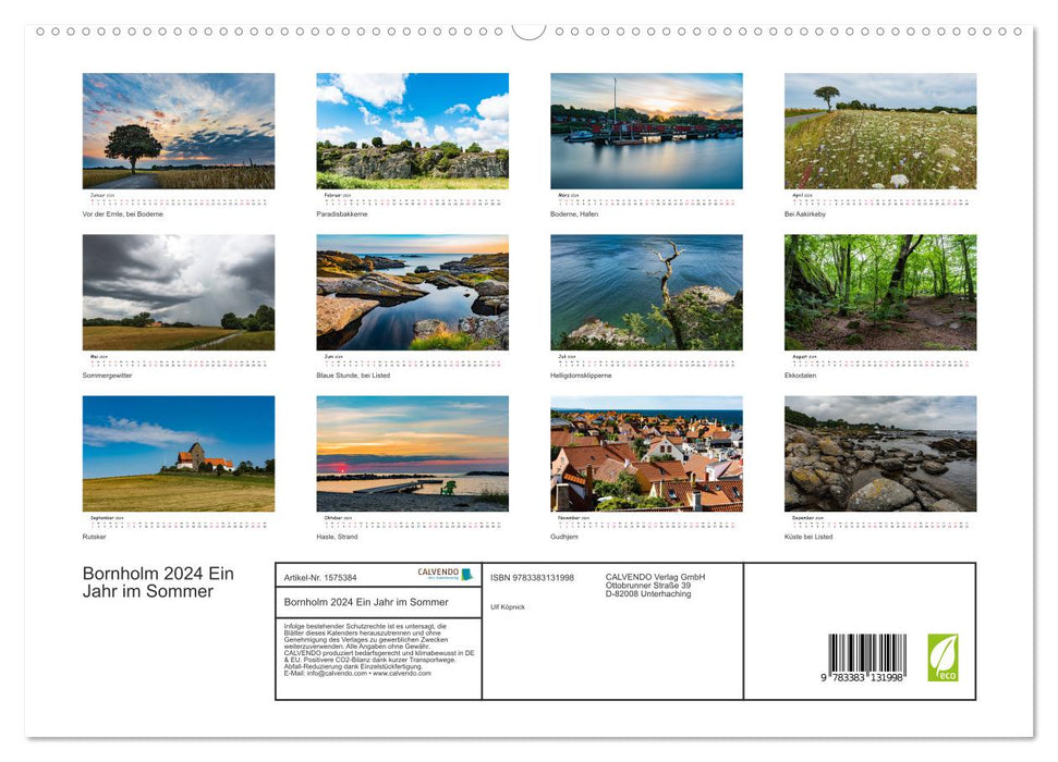 Bornholm 2024 A Year in Summer (CALVENDO Premium Wall Calendar 2024) 