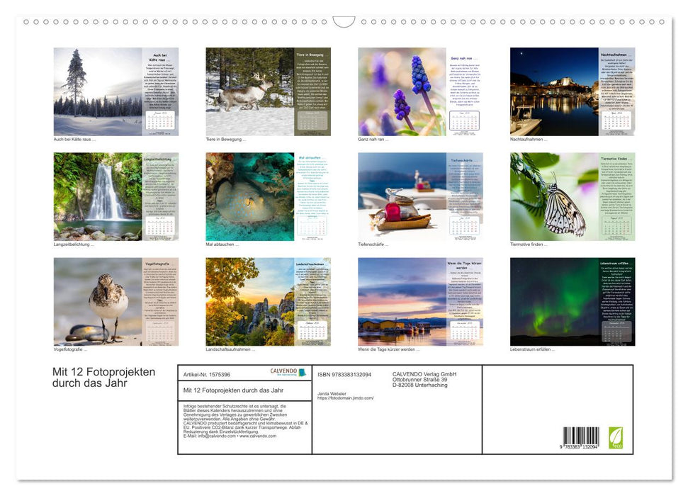 With 12 photo projects through the year (CALVENDO wall calendar 2024) 