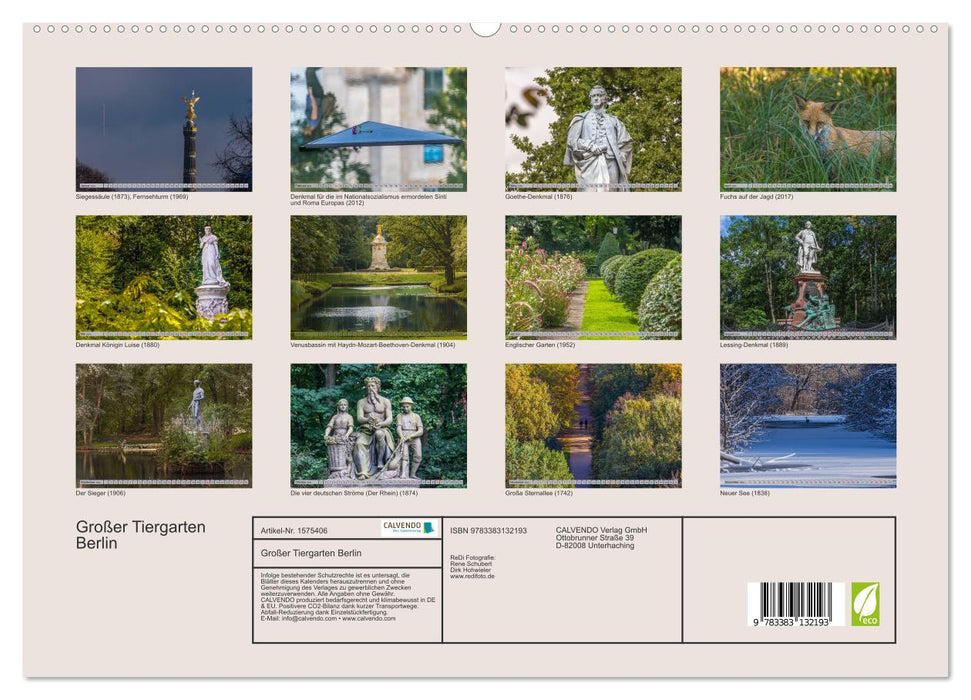 Großer Tiergarten Berlin - Vom Jagdrevier zur Sehenswürdigkeit (CALVENDO Premium Wandkalender 2024)