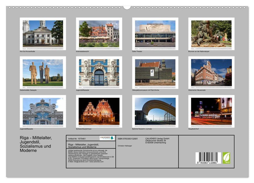 Riga – Mittelalter, Jugendstil, Sozialismus und Moderne (CALVENDO Premium Wandkalender 2024)