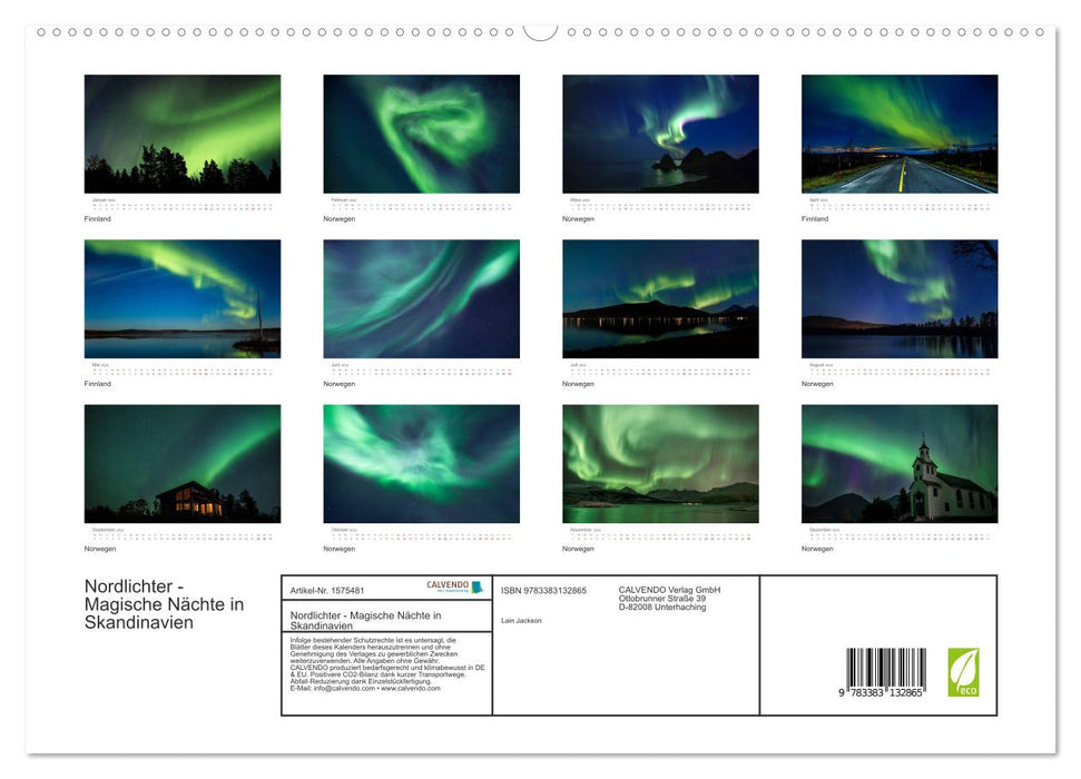 Aurores boréales – Nuits magiques en Scandinavie (Calvendo Premium Wall Calendar 2024) 