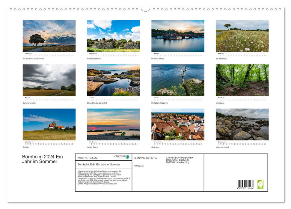 Bornholm 2024 A year in summer (CALVENDO wall calendar 2024) 