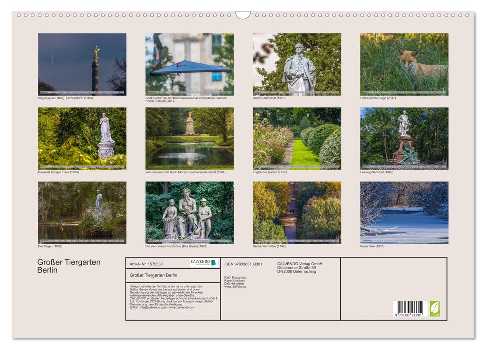 Großer Tiergarten Berlin - From hunting ground to attraction (CALVENDO wall calendar 2024) 