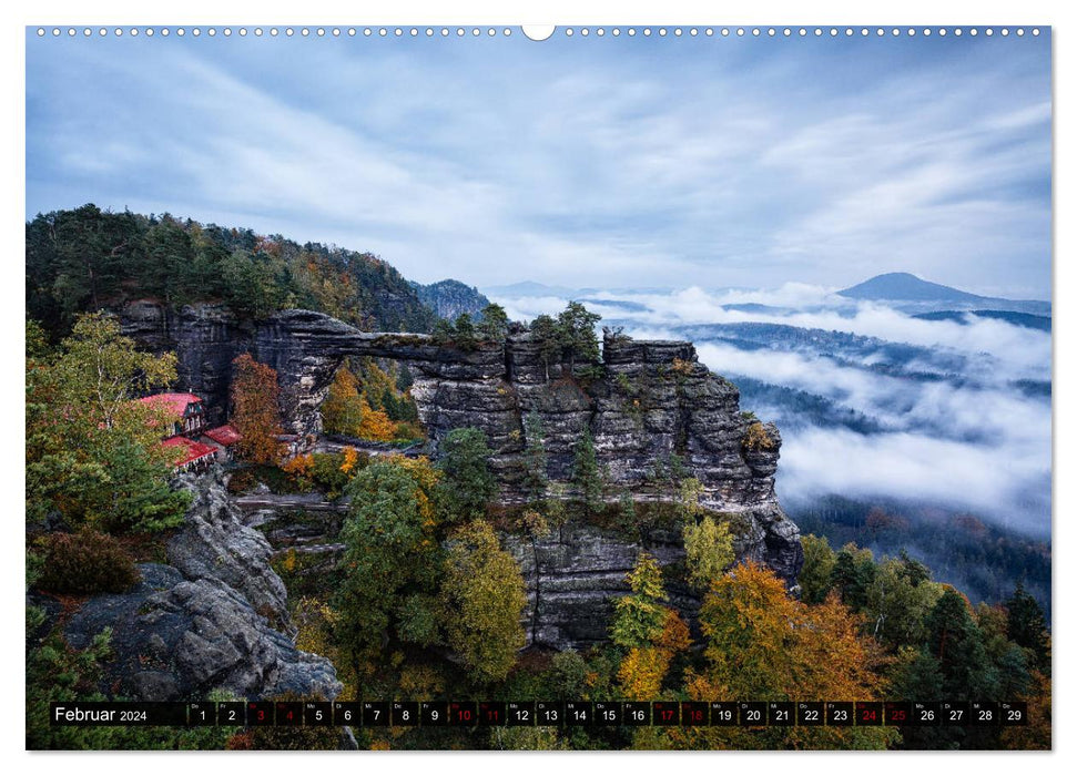 Elbe Sandstone Mountains: On the move in Saxon and Bohemian Switzerland (CALVENDO Premium Wall Calendar 2024) 