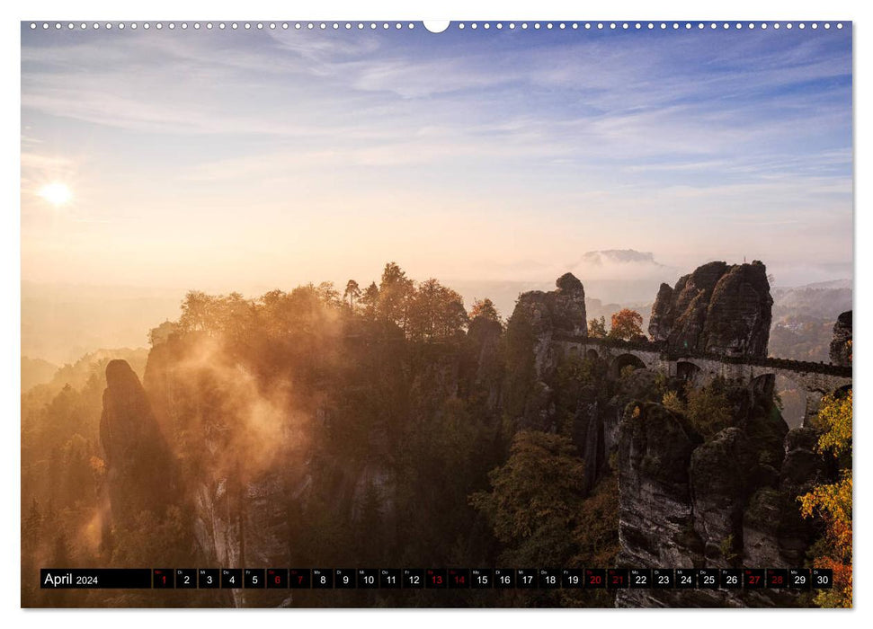 Elbe Sandstone Mountains: On the move in Saxon and Bohemian Switzerland (CALVENDO Premium Wall Calendar 2024) 