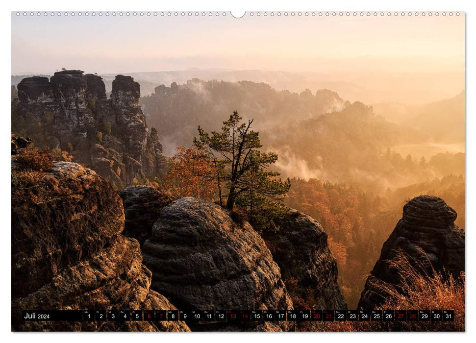 Elbe Sandstone Mountains: On the move in Saxon and Bohemian Switzerland (CALVENDO Premium Wall Calendar 2024) 