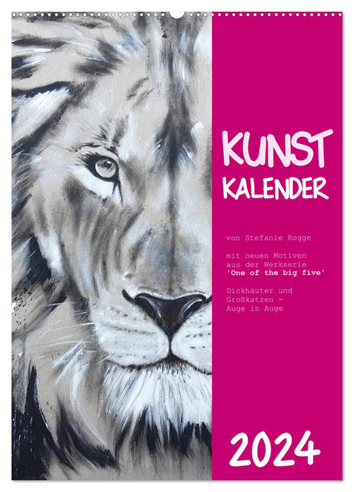 Kunstkalender Dickhäuter und Großkatzen - Auge in Auge (CALVENDO Wandkalender 2024)