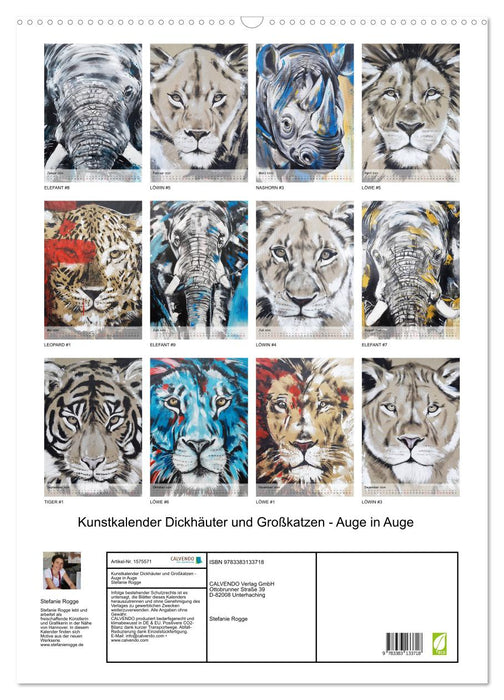 Art calendar pachyderms and big cats - eye to eye (CALVENDO wall calendar 2024) 