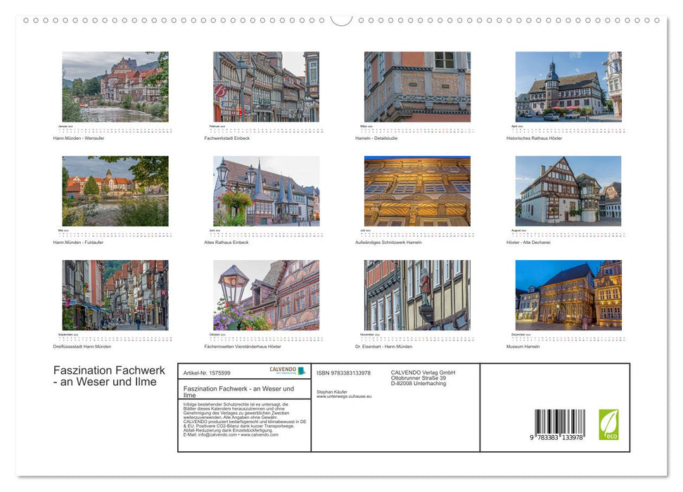 Fascination with half-timbered buildings - on the Weser and Ilme (CALVENDO Premium Wall Calendar 2024) 