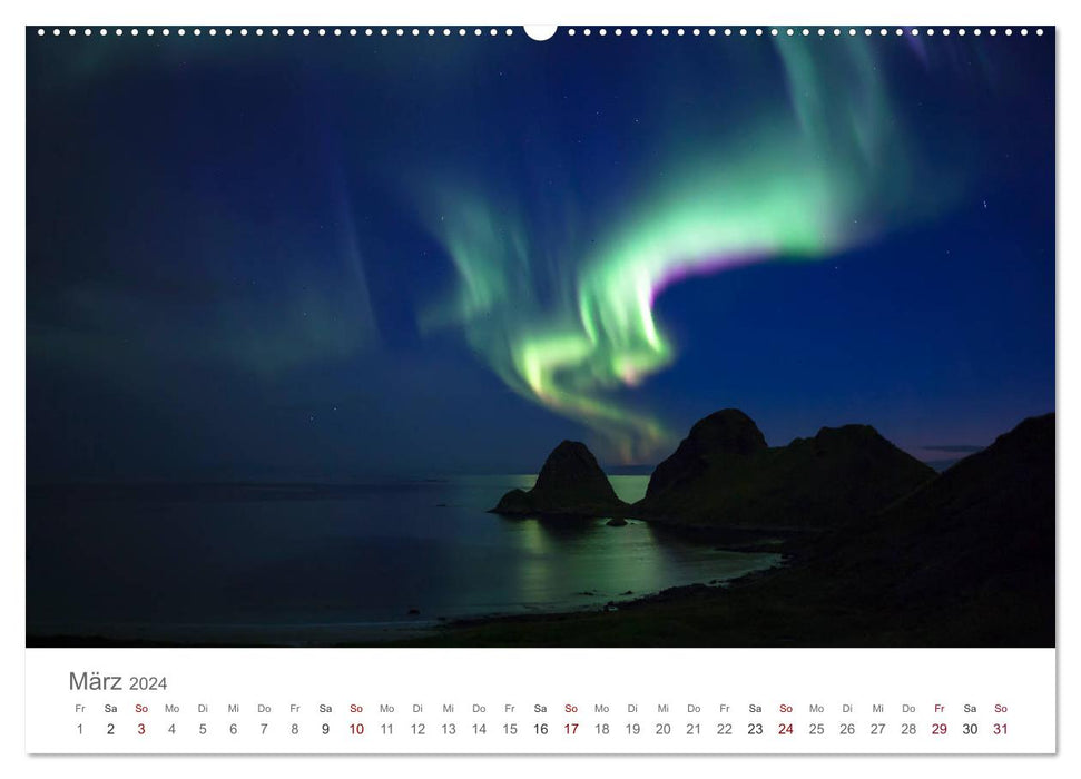 Northern Lights - Magical Nights in Scandinavia (CALVENDO Wall Calendar 2024) 