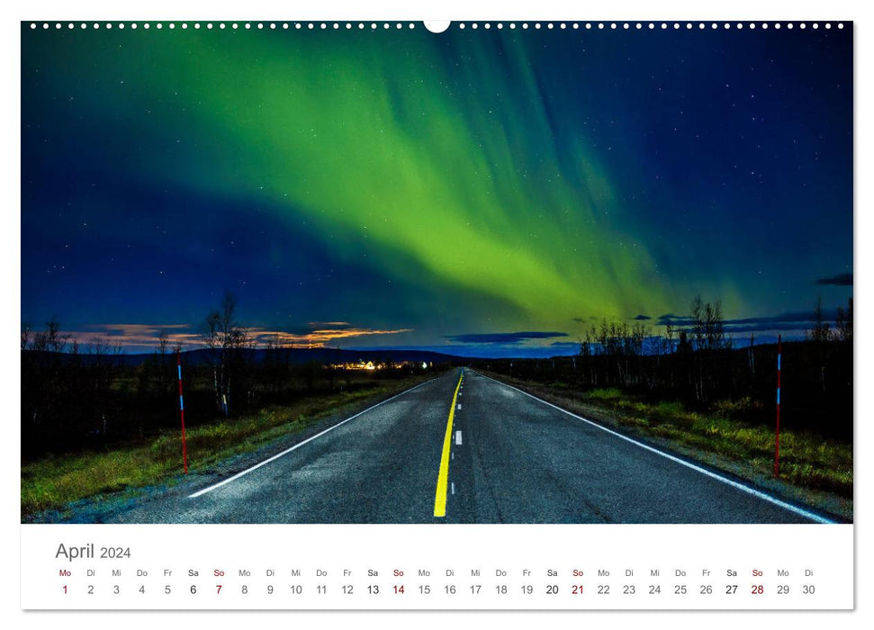 Northern Lights - Magical Nights in Scandinavia (CALVENDO Wall Calendar 2024) 