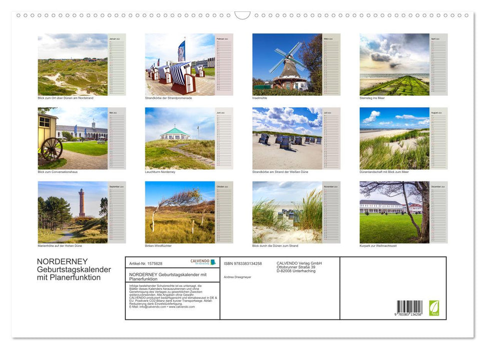 Calendrier d'anniversaire NORDERNEY avec fonction planificateur (calendrier mural CALVENDO 2024) 