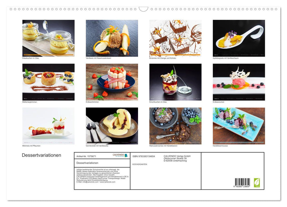 VARIATIONS DES DESSERT (Calendrier mural CALVENDO 2024) 