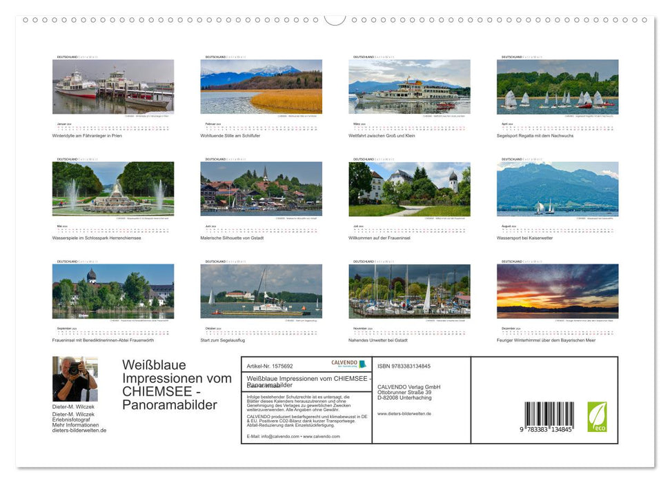 Weißblaue Impressionen vom CHIEMSEE Panoramabilder (CALVENDO Premium Wandkalender 2024)