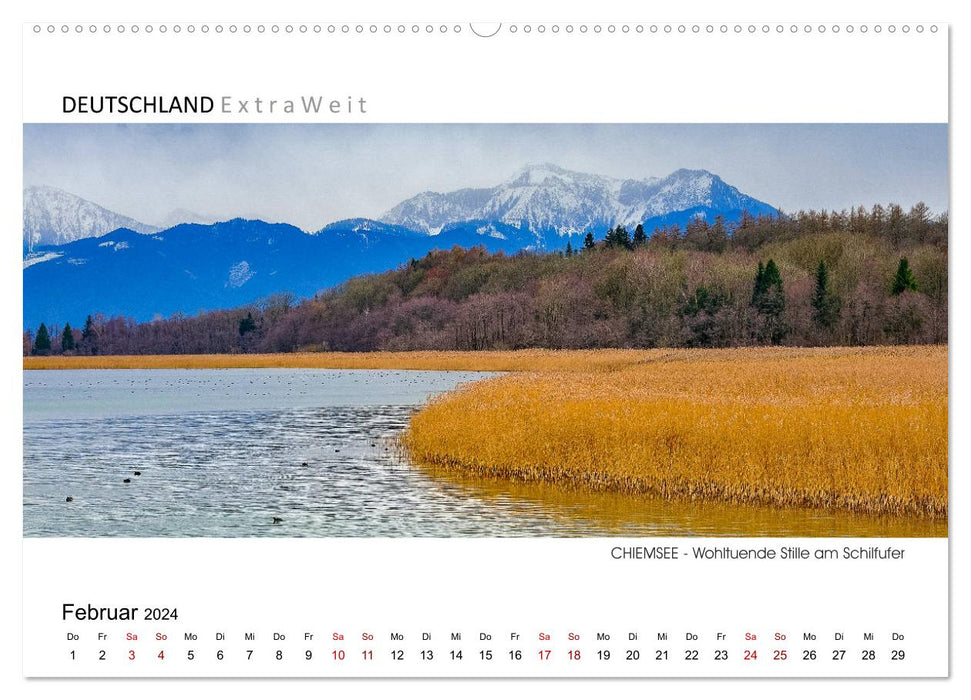 White-blue impressions of CHIEMSEE panoramic pictures (CALVENDO Premium Wall Calendar 2024) 