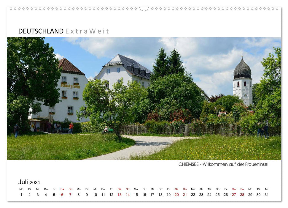 White-blue impressions of CHIEMSEE panoramic pictures (CALVENDO Premium Wall Calendar 2024) 