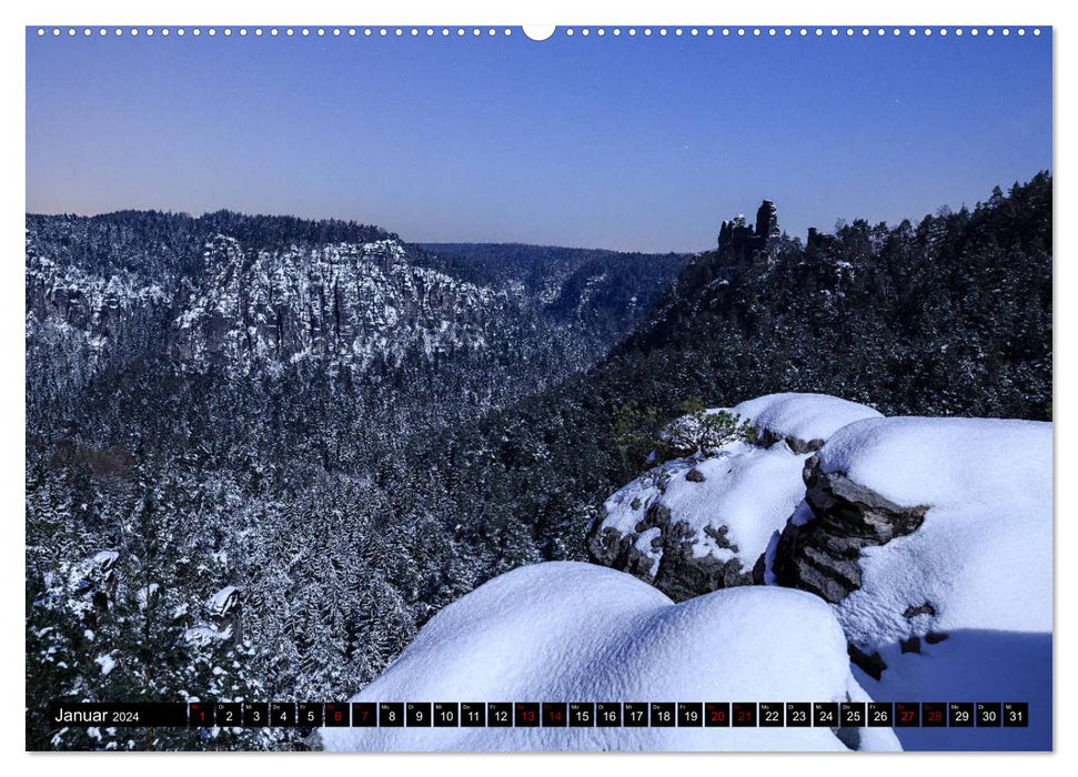 Elbe Sandstone Mountains: On the move in Saxon and Bohemian Switzerland (CALVENDO wall calendar 2024) 