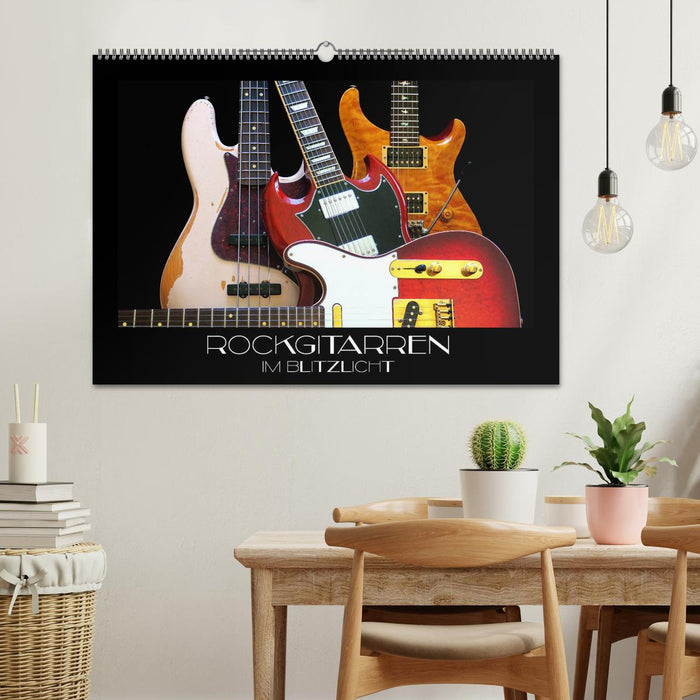 Guitares rock en lampe de poche (calendrier mural CALVENDO 2024) 