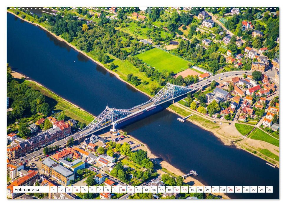 Saxony's splendor - historical highlights from a bird's eye view (CALVENDO Premium Wall Calendar 2024) 