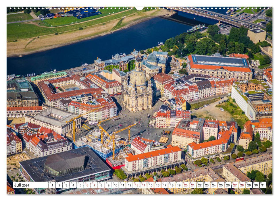 Saxony's splendor - historical highlights from a bird's eye view (CALVENDO Premium Wall Calendar 2024) 