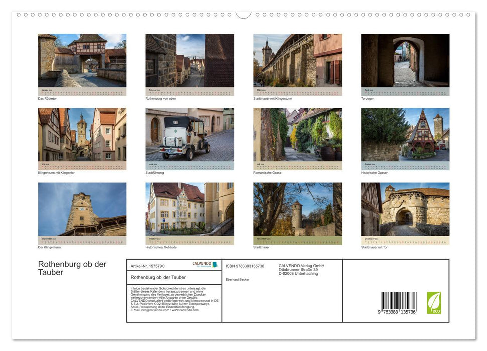 Das mittelalterliche Rothenburg (CALVENDO Premium Wandkalender 2024)