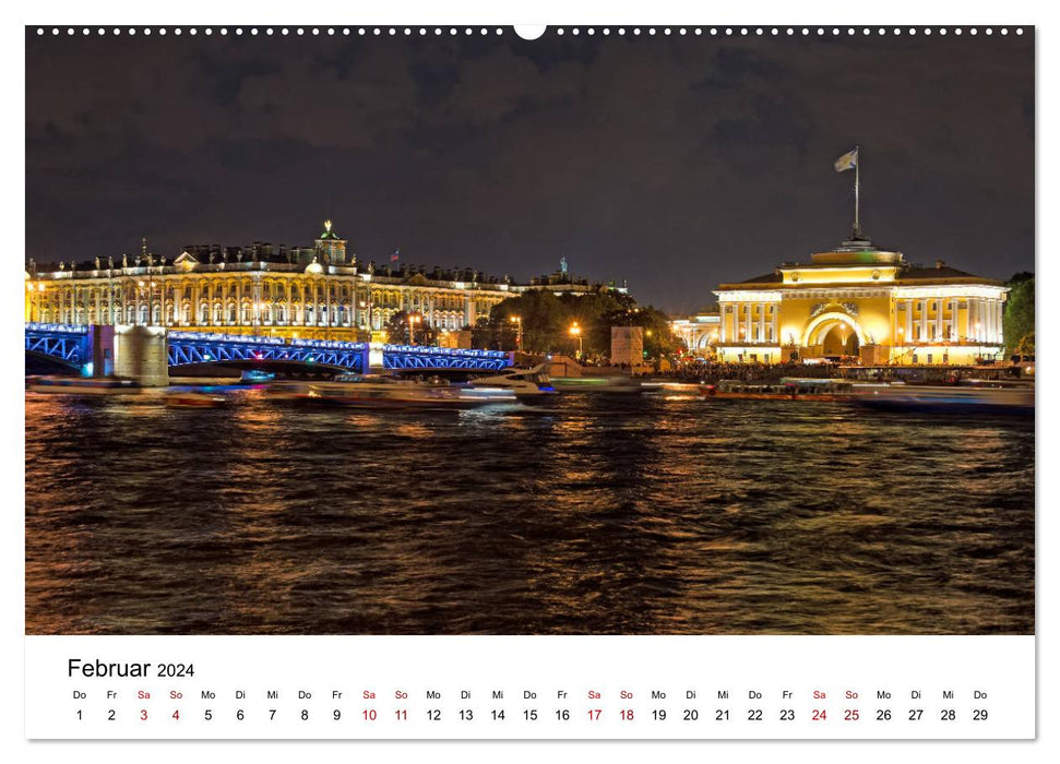 St. Petersburg at night (CALVENDO Premium Wall Calendar 2024) 