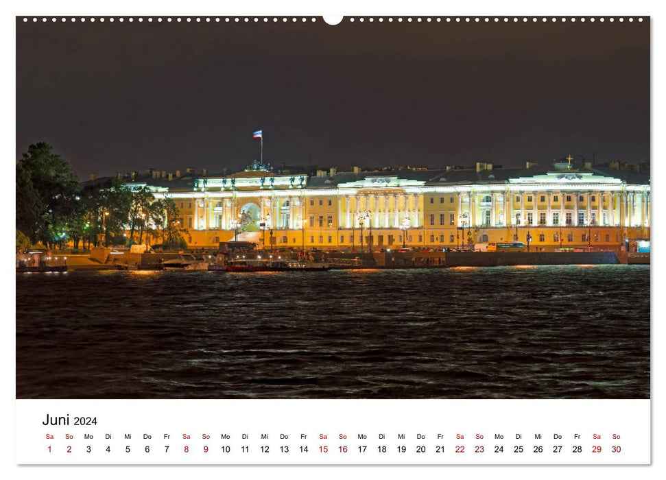 Saint-Pétersbourg la nuit (Calendrier mural CALVENDO Premium 2024) 