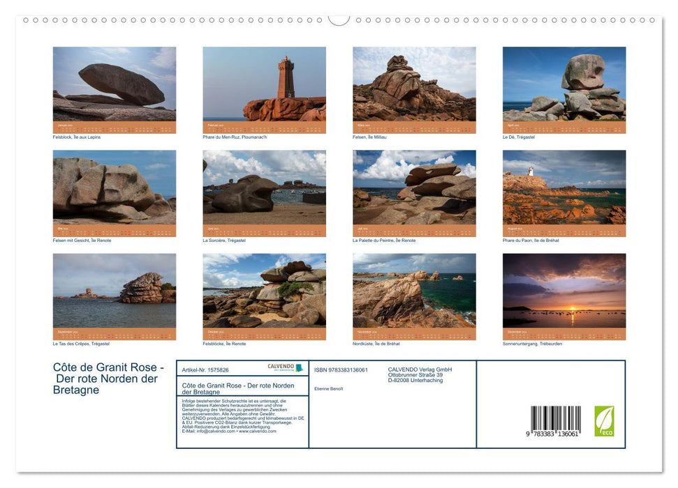 Côte de Granit Rose - The red north of Brittany (CALVENDO Premium Wall Calendar 2024) 