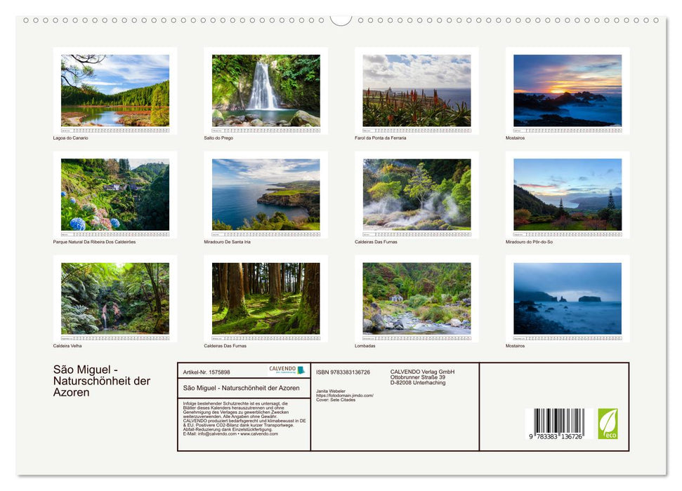 São Miguel – Beauté naturelle des Açores (Calendrier mural CALVENDO Premium 2024) 