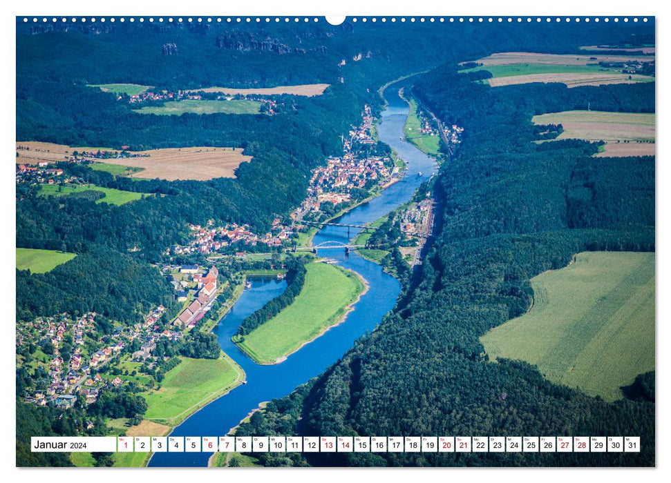 Saxony's splendor - historical highlights from a bird's eye view (CALVENDO wall calendar 2024) 